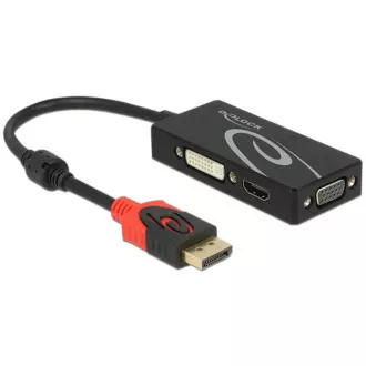 Delock Adapter DisplayPort 1.2 (męski) > VGA / HDMI / DVI (żeński) 4K pasywny, czarny Delock Adapter DisplayPort 1.2 (męski) > VGA / HDMI / DVI (żeński) 4K pasywny, czarny