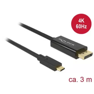 Kabel Delock USB Type-C™ męski i Displayport męski (DP Alt Mode) 4K 60 Hz 3 m czarny Kabel Delock USB Type-C™ męski i Displayport męski (DP Alt Mode) 4K 60 Hz 3 m czarny