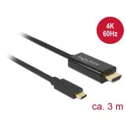 Kabel Delock USB Type-C™ męski i HDMI męski (DP Alt Mode) 4K 60 Hz 3 m czarny