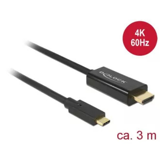 Kabel Delock USB Type-C™ męski i HDMI męski (DP Alt Mode) 4K 60 Hz 3 m czarny