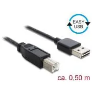Kabel Delock EASY-USB 2.0 typ A (męski) > USB 2.0 typ B (męski), 0,5 m, czarny