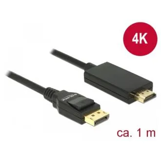 Delock Kabel DisplayPort 1.2 (męski) > High Speed HDMI-A (męski) pasywny 4K 1 m czarny Delock Kabel DisplayPort 1.2 (męski) > High Speed HDMI-A (męski) pasywny 4K 1 m czarny