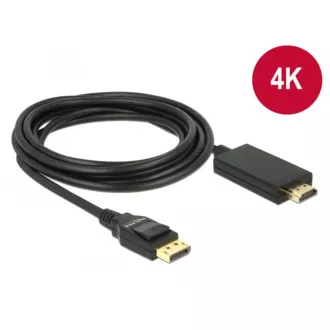 Kabel Delock Displayport 1.2 męski > High Speed HDMI-A męski pasywny 4K 3 m czarny Kabel Delock Displayport 1.2 męski > High Speed HDMI-A męski pasywny 4K 3 m czarny