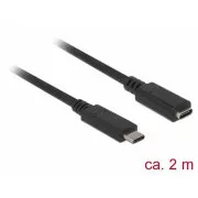 Delock SuperSpeed USB Extension Cable (USB 3.1 Gen 1) USB Type-C™ port męski i żeński 3 A 2.0 m czarny