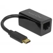 Adapter Delock Super Speed USB (USB 3.1 Gen 1) z USB Type-C™ męski > Gigabit LAN 10/100/1000 Mbps kompaktowy czarny