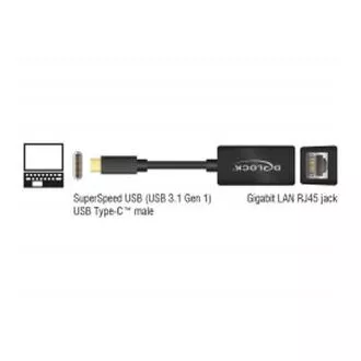 Adapter Delock Super Speed USB (USB 3.1 Gen 1) z USB Type-C™ męski > Gigabit LAN 10/100/1000 Mbps kompaktowy czarny Adapter Delock Super Speed USB (USB 3.1 Gen 1) z USB Type-C™ męski > Gigabit LAN 10/100/1000 Mbps kompaktowy czarny