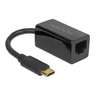Adapter Delock Super Speed USB (USB 3.1 Gen 1) z USB Type-C™ męski > Gigabit LAN 10/100/1000 Mbps kompaktowy czarny Adapter Delock Super Speed USB (USB 3.1 Gen 1) z USB Type-C™ męski > Gigabit LAN 10/100/1000 Mbps kompaktowy czarny