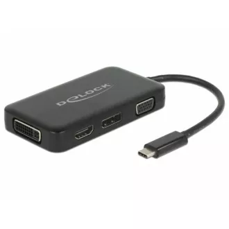 Delock Adapter USB Type-C™ Stecker > VGA / HDMI / DVI / DisplayPort żeński czarny Delock Adapter USB Type-C™ Stecker > VGA / HDMI / DVI / DisplayPort żeński czarny