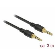 Kabel Delock Stereo Jack 3,5 mm 4-pinowy męski > męski 3 m czarny