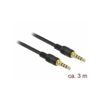 Kabel Delock Stereo Jack 3,5 mm 4-pinowy męski > męski 3 m czarny Kabel Delock Stereo Jack 3,5 mm 4-pinowy męski > męski 3 m czarny