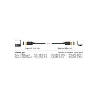 Kabel Delock DisplayPort 8K 60 Hz 2 m z certyfikatem DP 8K Kabel Delock DisplayPort 8K 60 Hz 2 m z certyfikatem DP 8K