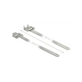 Delock Opaski kablowe ze stali nierdzewnej wielokrotnego użytku ze składanym klipsem D 250 x W 10 mm 10 sztuk