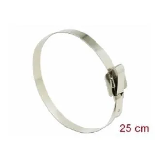 Delock Opaski kablowe ze stali nierdzewnej wielokrotnego użytku ze składanym klipsem D 250 x W 10 mm 10 sztuk
