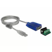 Adapter szeregowy Delock USB typu A do RS-422/485 DB9 z ochroną przeciwprzepięciową 600 W i rozszerzonym zakresem temperatur
