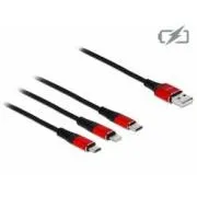 Kabel ładujący Delock USB 3 w 1 do Lightning™ / Micro USB / USB Type-C™, 1 m