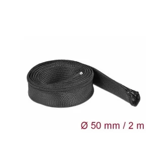 Pleciona osłona Delock z zamkiem błyskawicznym, 2 m x 50 mm, czarna