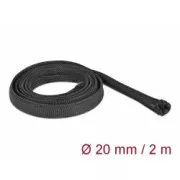 Pleciona osłona Delock z zamkiem błyskawicznym, 2 m x 20 mm, czarna