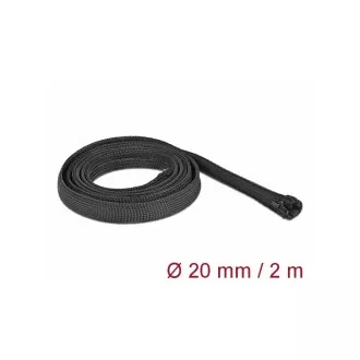 Pleciona osłona Delock z zamkiem błyskawicznym, 2 m x 20 mm, czarna