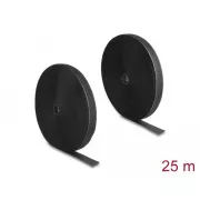 Delock Wysoce niezawodna taśma na rzep L 25 m x W 25 mm, czarna