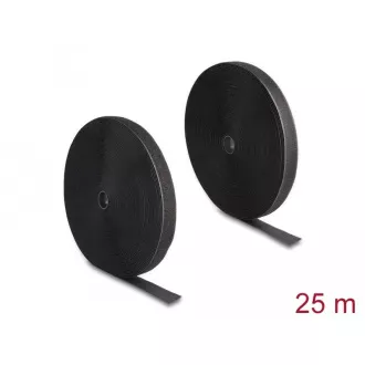 Delock Wysoce niezawodna taśma na rzep L 25 m x W 25 mm, czarna