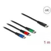 Delock Kabel ładujący USB 3 w 1: USB Type-C do Lightning / Micro USB / USB Type-C, 1 m