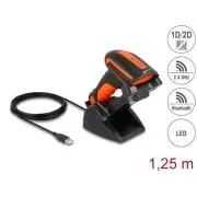 Przemysłowy czytnik kodów kreskowych 1D i 2D Delock 2,4 GHz lub Bluetooth z indukcyjną stacją ładującą