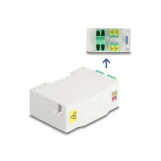 Skrzynka przyłączeniowa Delock Optical na szynę DIN z uchwytem złącza i 4 złączami LC Duplex