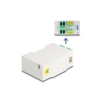 Skrzynka przyłączeniowa Delock Optical na szynę DIN z uchwytem złącza i 4 złączami LC Duplex