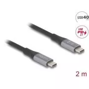 Delock Kabel USB 40 Gb/s USB Type-C™ męsko-męski PD 3.1 240 W E-Marker 2 m szary metalik