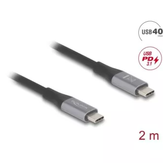 Delock Kabel USB 40 Gb/s USB Type-C™ męsko-męski PD 3.1 240 W E-Marker 2 m szary metalik