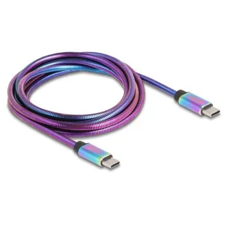 Kabel Delock USB 2.0 na USB Type-C™ wtyk-wtyk, tęczowy metalowy płaszcz, PD 3.0, 60 W, 2 m