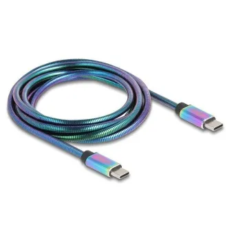 Kabel Delock USB 2.0 na USB Type-C™ wtyk-wtyk, tęczowy metalowy płaszcz, PD 3.0, 60 W, 2 m
