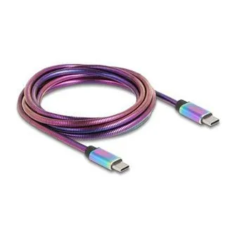 Kabel Delock USB 2.0 na USB Type-C™ wtyk-wtyk, tęczowy metalowy płaszcz, PD 3.0, 60 W, 2 m