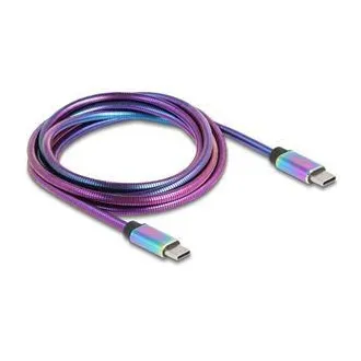 Kabel Delock USB 2.0 na USB Type-C™ wtyk-wtyk, tęczowy metalowy płaszcz, PD 3.0, 60 W, 2 m
