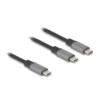 Kabel Delock USB-C™ w kształcie litery Y, 1 x wtyczka do 2 x wtyczki PD 3.0, inteligentna dystrybucja mocy 100 W, 1,2 m