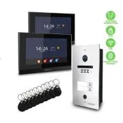 EVOLVEO DoorPhone ID-2, 2-przewodowy wideodomofon dla dwóch mieszkań z funkcją RFID, czytnikiem linii papilarnych i obsługą kamer ONVIF