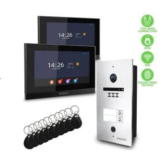 EVOLVEO DoorPhone ID-2, 2-przewodowy wideodomofon dla dwóch mieszkań z funkcją RFID, czytnikiem linii papilarnych i obsługą kamer ONVIF EVOLVEO DoorPhone ID-2, 2-przewodowy wideodomofon dla dwóch mieszkań z funkcją RFID, czytnikiem linii papilarnych i obsługą kamer ONVIF