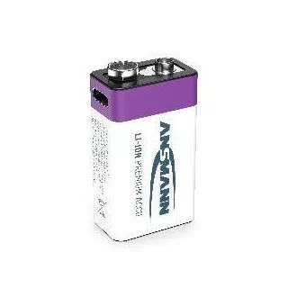 Ansmann Li-ion 9V Block, min. 340mAh, z elektroniką ładującą, USB-C Ansmann Li-ion 9V Block, min. 340mAh, z elektroniką ładującą, USB-C