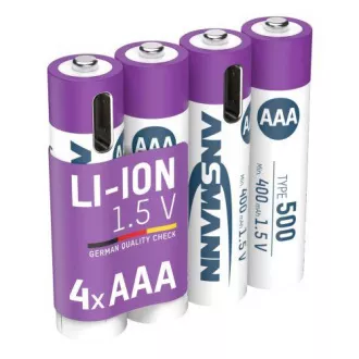 Ansmann Li-ion typu AAA, min. 400 mAh, z elektroniką ładującą, USB-C