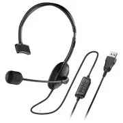 Genius HS-100U Zestaw słuchawkowy, na jedno ucho, przewodowy, z mikrofonem, regulacją głośności, USB, czarny