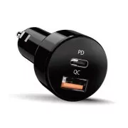 Genius PD-36AC-Car, zasilacz sieciowy, samochodowy, 36W, 1× USB-C, 1× USB, PD 3.0, QC 3.0, czarny