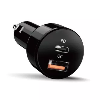 Genius PD-36AC-Car, zasilacz sieciowy, samochodowy, 36W, 1× USB-C, 1× USB, PD 3.0, QC 3.0, czarny