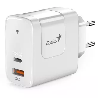 Genius PD-65AC, zasilacz sieciowy, uniwersalny, 65 W, 1 × USB-C, 1 × USB, PD 3.0, QC 3.0, biały Genius PD-65AC, zasilacz sieciowy, uniwersalny, 65 W, 1 × USB-C, 1 × USB, PD 3.0, QC 3.0, biały