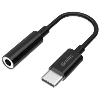 Genius ACC-C100, Reduktor, wtyczka USB-C, gniazdo jack 3,5 mm, 10 cm, czarny
