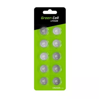 Green Cell Blister 10x Bateria litowa CR2025 3V 160mAh Przycisk