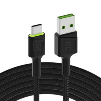 Kabel USB Green Cell Cable Ray - USB-C 120 cm z zielonym podświetleniem LED i obsługą szybkiego ładowania Ultra Charge, QC 3.0