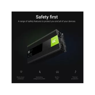 Przetwornica Green Cell 12 V na 230 V 1500 W/3000 W z czystą falą sinusoidalną Przetwornica Green Cell 12 V na 230 V 1500 W/3000 W z czystą falą sinusoidalną