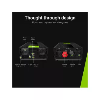 Przetwornica Green Cell 12 V na 230 V 1500 W/3000 W z czystą falą sinusoidalną Przetwornica Green Cell 12 V na 230 V 1500 W/3000 W z czystą falą sinusoidalną
