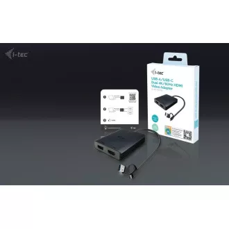 Podwójny adapter wideo 4K HDMI I-Tec USB-A/USB-C Podwójny adapter wideo 4K HDMI I-Tec USB-A/USB-C