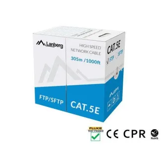 LANBERG KABEL LAN KAT.5E FTP 305M SOLID CU SZARY CPR   FLUKE PASSED